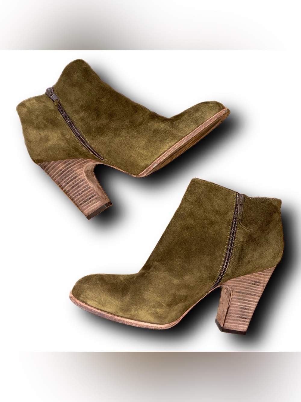 Stuart Weitzman Demigran Suede Ankle Boots Green Women Size 9.5 Fall Vibes